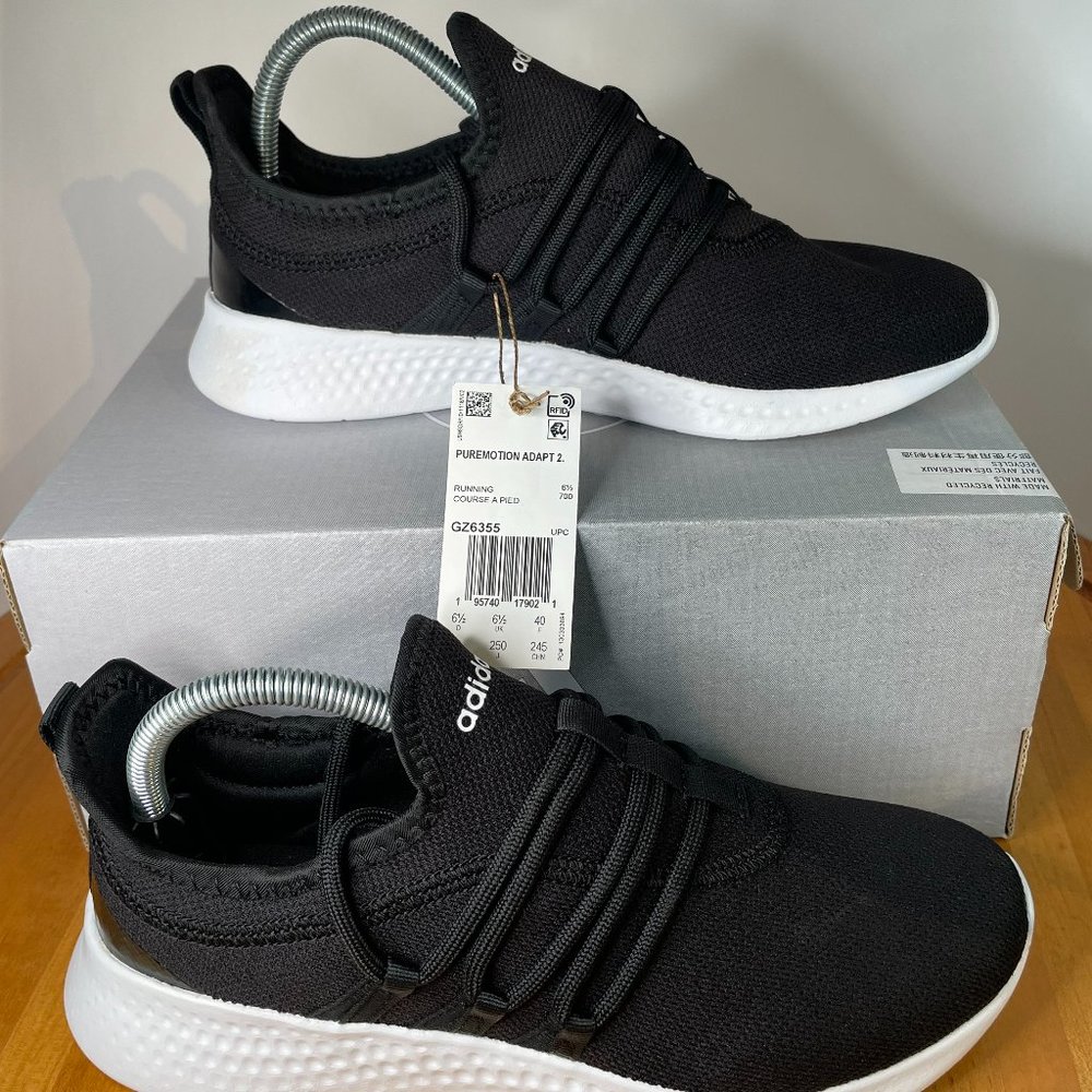 Adidas NIB Puremotion Adapt 2.0 Lightweight Sneaker Shoe Black Women Size 8